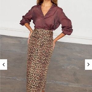 Never Fully Dress Leopard Print Jean Midi Wrap Skirt